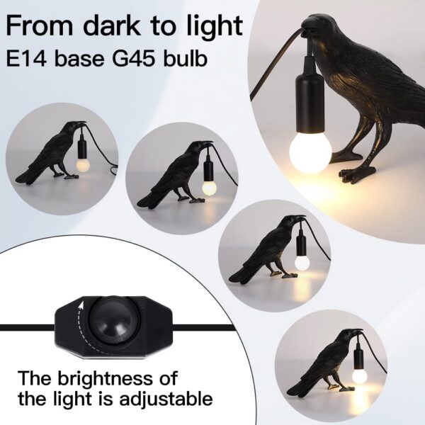 7cdf0d60a9a15825 OVANUS Crow - Raven Lamp Adjustable Brighess with Bulb,Bird lamp,Crow Light for Bedside Bedroom Living Room Decor
