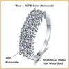 EWYA GRA Certified 1.4CT 3mm Moissanite Diamond Ring for Women S Sterling Sier Half Enternity Engagement Rings Wedding Band