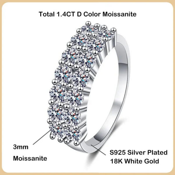 EWYA GRA Certified 1.4CT 3mm Moissanite Diamond Ring for Women S Sterling Sier Half Enternity Engagement Rings Wedding Band