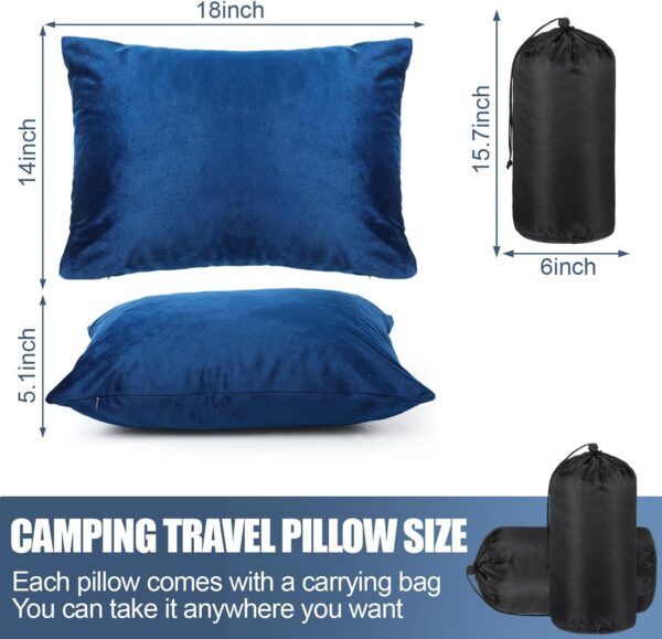 7cf444666627a16b 2 Pack Camping Pillow for Sleeping Shredded Memory Foam Travel Pillow with Storage Bag, Compressible Portable Pillow for Outdoor Camp Backpacking Hiking Essential Gear (Blue, Small)
