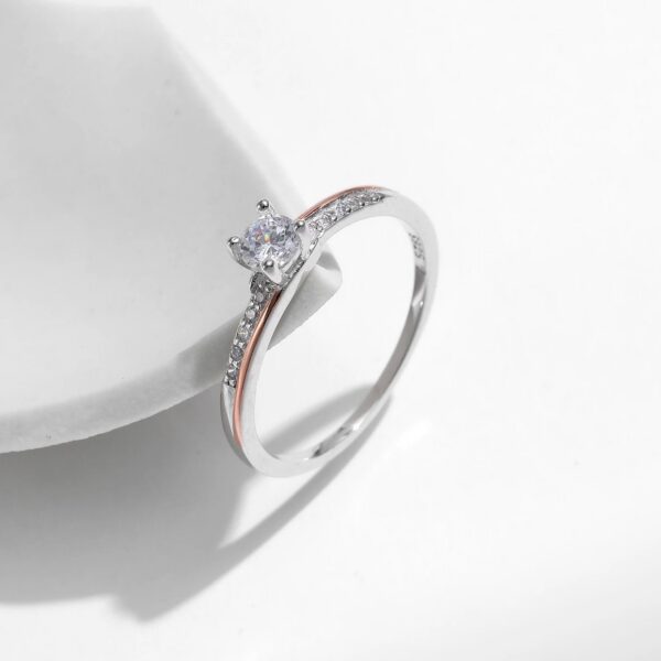 7cf509884f94b996 MODIAN 925 Sterling Silver Classic Wedding Elegant Ring Rose Gold Color Line Unique Metallic Contrast Design Jewelry For Women