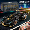 7cf5646a3a28c09b 2024 Black V12 RC Tech Racer 1:14DIY Roadster building block assembly Block car toy birthday gift (1280 granule)
