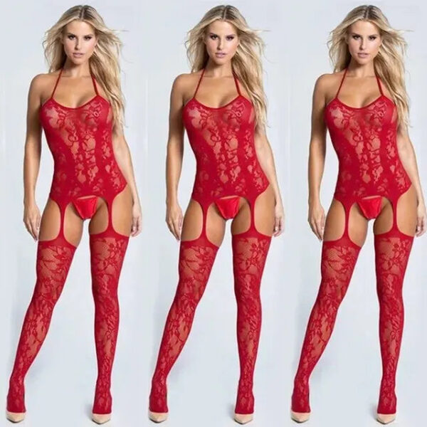 Sexy Woman Lingerie Fishnet Mesh Stockings Porno Bodystocking For Sex Erotic Bodysuit Open Crotch Tights High Waist Pantyhose