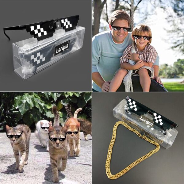 Lorigun Thug Life Pixel Sunglasses for Party, Deal with it Glasses Bachelor Part