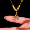 Authentic Gold Diamond Ginkgo Leaf Pendant Necklace Women's Exquisite Jewelry Gift Simple Zircon Neckchain