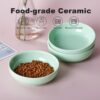 7d5f8d57e3d3b196 Howise 5.3 in Ceramic Cat Bowls Set, Shallow Cat Food Bowl Small Pet Bowls Cat Dish for Food and Water, Green