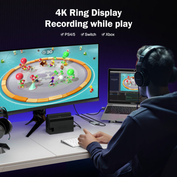 Lemorele AC06 Video Capture Card 4K HDMI-CompatibleInput 30hz Output 4k 30Hz Loop Out for Streaming PS4/5 Live Stream