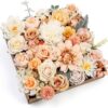 Serra Flora Artificial Christmas Flowers Greenery Combo Box Set Faux Flowers Bulk Flower Leaf with Stems for DIY Tree Ornaments Xmas Wreath Floral Arrangements Centerpieces