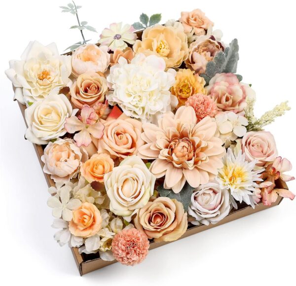Serra Flora Artificial Christmas Flowers Greenery Combo Box Set Faux Flowers Bulk Flower Leaf with Stems for DIY Tree Ornaments Xmas Wreath Floral Arrangements Centerpieces