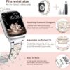LELONG Compatible with Apple Watch Band 38mm 40mm 41mm Series 9 Series 8 7 6 5 4 3 2 1 SE Ultra, Bling Replacement Bracelet iWatch Band, Diamond Rhinestone Stainless Steel Metal Wristband Strap