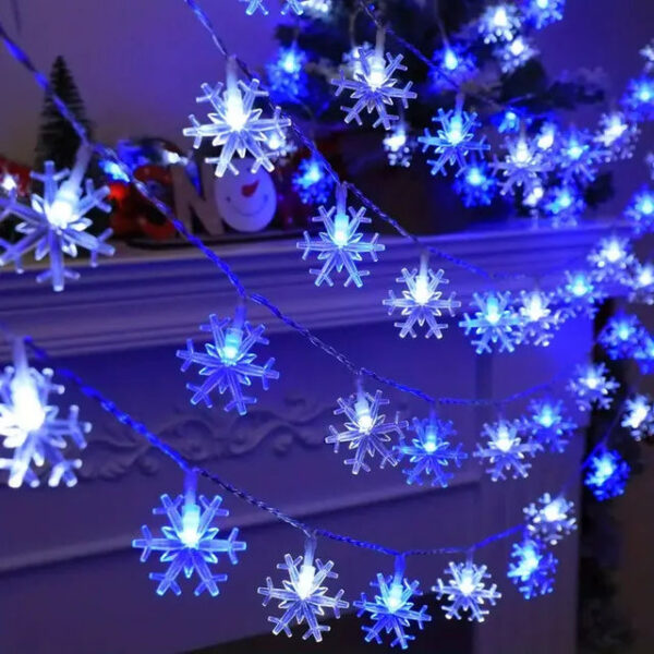 7d684dd8f16ed90d 1pc LED Christmas Snowflake String Light Indoor & Outdoor Hanging Decorative Lighting Fairy Atmosphere Lamp For Garden Party