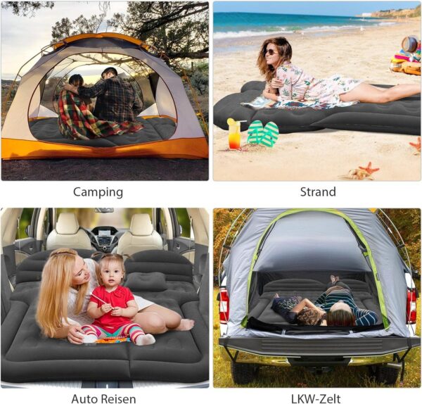 Auto Luftmatratze SUV Aufblasbare Matratze mit Pumpe MPV Air Bett Camping Auto Kissen Dickere Rücksitz Luftmatratze mit Zwei Kissen Für Camping Reisen Hinterhof Strand