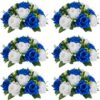 7d90bed7111e5e56 NUPTIO Artificial Flower Centrepieces for Tables - 6 Pcs Crimson & White Fake Flowers Roses Balls 9.5in Diameter - Silk Faux Rose Arrangement for Wedding Party Centerpiece Table Decorations