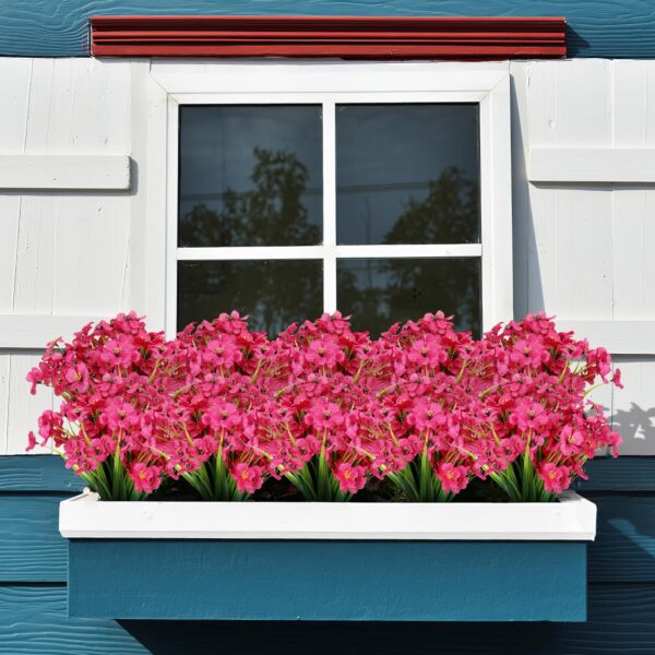 7df31fadf67dc534 24 Bundles Artificial Flowers for Outdoor,No Fade Fake Plastic Flowers Faux Plants for Decoration Hanging Planters Indoor Outside Garden Porch Window Box Home Wedding Farmhouse