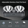 Raised Cat Bowl with Stainless Steel, Non-Slip Silicone Mat & Raised Cat Feeder with 15° & 0° Tilting Neck Protective Bowl for Pets, Cats Food and Water Feeding