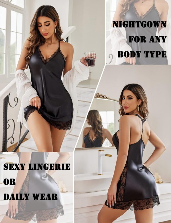 Avidlove Women Lingerie Satin Lace Chemise Nightgown Sexy Full Slips Sleepwear S-4XL