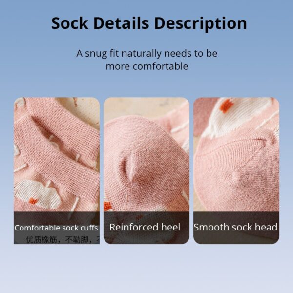 7e182d523c9a60bc 5 Pairs of Kawaii Cute Flower 3D Textured Ankle Socks - Vintage Style Thin Low Cut Hosiery for Women
