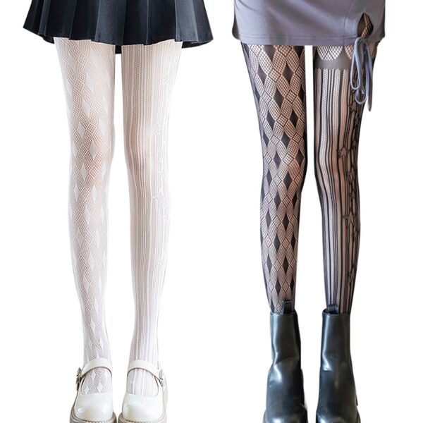 SERAPHY Women's Patterned Tights Fishnet Floral Sexy Pantyhose Stockings Leggings for Party Club, 2 Pairs