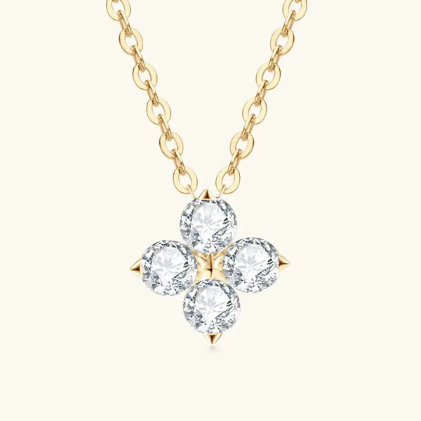 TBCYD 3MM 0.4cttw D Color Clover Necklace Pendants For Women S925 Silver 18K Gold Plated Neck Chain Classic Fine Jewelry Gifts