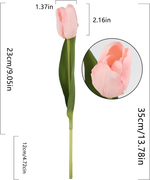 IPOPU 12PCS Pink Tulips Artificial Flowers for Decoration Fake Tulips Real Touch Fake Pink Flowers Artificial Floral Arrangements Pink Faux Tulips Decor Table Home Kitchen Wedding Decorations (Pink)