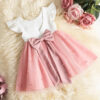 1-5Y Baby Girls Dress for Wedding Party Pink Birthday Princess Dresses Kids Bridesmaids Elegant Gown Cute Girl Bow Vestidos