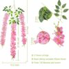 U'Artlines 12 Pack (Total 43.2 Feet) Artificial Fake Wisteria Vine Rattan Hanging Garland Silk Flowers String Home Party Wedding Decor (12, Pink)