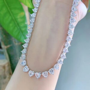 7e7a9c557b4c1b65 1carat Heart Cut Moissanite Tennis Necklace Bracelet Jewelry Set for Women Sier Diamond Neck Chain Choker with Certificate