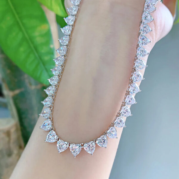 7e7a9c557b4c1b65 1carat Heart Cut Moissanite Tennis Necklace Bracelet Jewelry Set for Women Sier Diamond Neck Chain Choker with Certificate