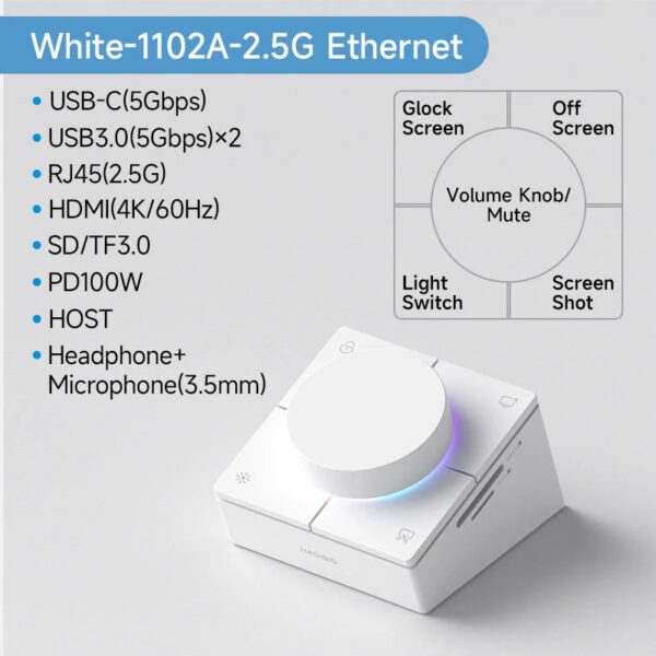 7e848e952eb72b0d Hagibis Knob USB C Hub With Shortcut Buttons Type-C Docking Station Volume Adjustment Desktop Controller 2.5G RJ45 for Macbook