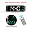13/16 Inches Large LED Digital Wall ,Wall Mounted Remote Control Temperature Date Week Display Timer Dual Alarm Clock