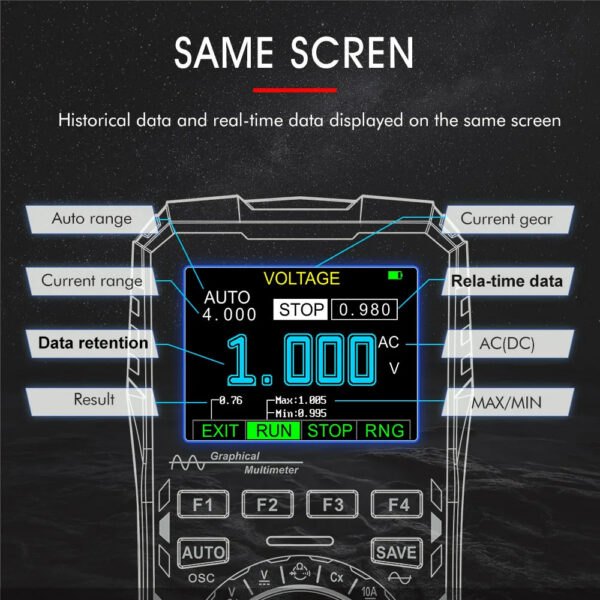 TOOLTOP ET2010A 2 IN 1 Digital Oscilloscope Multimeter 2.5Msps 1MHz Portable Multimeter Multifunctional Electrical Test Tool