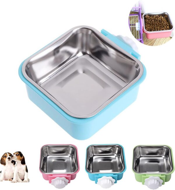 7e97919facbd874e Crate Dog Cat Bowls, Removable Stainless Steel Hanging Pet Cage Bowls for Kennel, Water Food Feeder Bowls Cage Coop Cup for Cats, Dogs, Rabbits and Small Animals (Small, Pink)