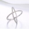 7e9e7e19dd6eeace New Design X shape Cross for Women Sterling Sier Diamond Statement Infinite Ring with Micro Paved Trendy Jewelry