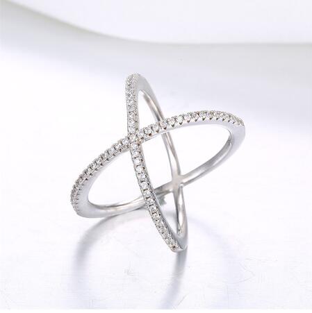 7e9e7e19dd6eeace New Design X shape Cross for Women Sterling Sier Diamond Statement Infinite Ring with Micro Paved Trendy Jewelry