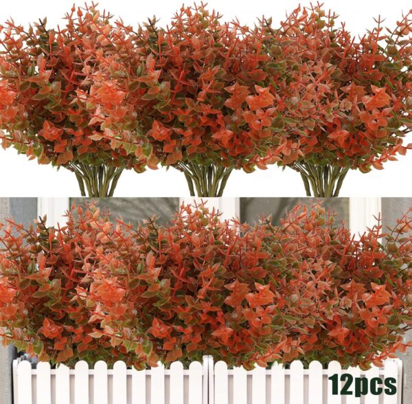 7ea154369296b5f7 RECUTMS 12 Bundles Outdoor Artificial Flowers UV Resistant Fake Boxwood Plants, Faux Greenery for Indoor Outside Hanging Plants Garden Porch Window Box Home Wedding Farmhouse Décor(Yellow)