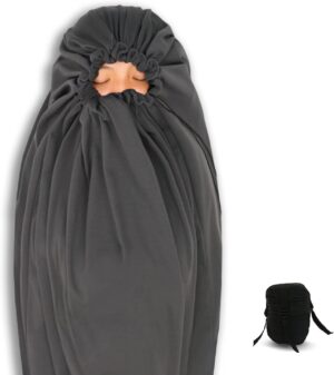 7ea32b7fe43a7a0d Litume Fleece All Season Sleeping Bag Liner Adds Up to 15°C, Compressible and Lightweight Mummy Sleeping Sack for Backpacking Camping travel hiking compact stuff Drawstring hood