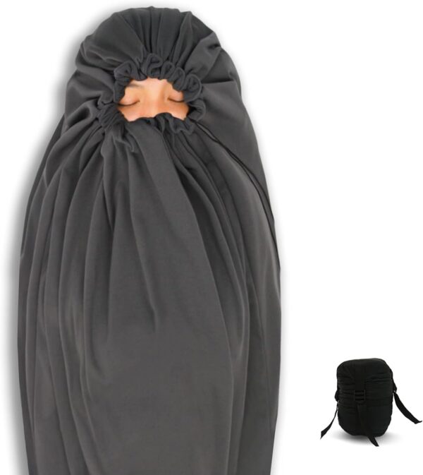 7ea32b7fe43a7a0d Litume Fleece All Season Sleeping Bag Liner Adds Up to 15°C, Compressible and Lightweight Mummy Sleeping Sack for Backpacking Camping travel hiking compact stuff Drawstring hood