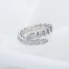 Classic Brand Designer S Designers Ring Sier Plated for Women Open Snake Pattern Easy to Deform Lady Bone Rings Full Diamond Top Level Gift Casual Fashion Party