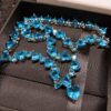 HOYON New Full Diamond style Inlaid Swiss Topaz Blue Color Treasure Heart-Shaped Necklace Jewelry for Women