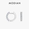MODIAN D Color Moissanite Small Hoop Earrings 925 Sterling Silver Hollow Sparkling Ear Buckles For Women Wedding Fine Jewelry