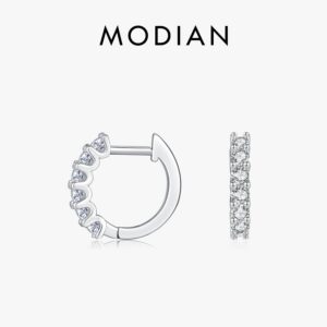 7ebad683cbc5c4f6 MODIAN D Color Moissanite Small Hoop Earrings 925 Sterling Silver Hollow Sparkling Ear Buckles For Women Wedding Fine Jewelry