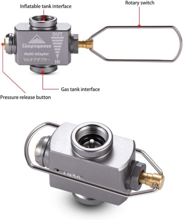 Campingmoon Gas Canister Refill Adapter, Portable Outdoor Gas Saver Lindal Valve Canister Shifter, Camping Canister Vent Valve, Z15