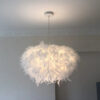 Mordern Pendant E27 Holder Fairy Hanging Lamp Goose Feather Bedroom Dining Room Loft Chandelier Ceig Light
