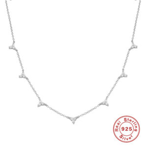 7ed315743ad6e87d CANNER Three Diamond Clavicle Necklace For Women Sterling Sier Jewelry Charming Pendant Chain Choker Bijoux Collar
