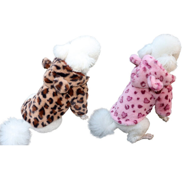 Winter Pet Clothes Warm Fleece Hoodie Leopard Dog Coat Jacket French Bulldog Clothing for Small Dogs Pets Costumes