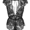 Anyou Womens Lingerie V-Neck Lace Bodysuit Mini Babydoll Featuring Plunging Eyelash Size XS-XXL