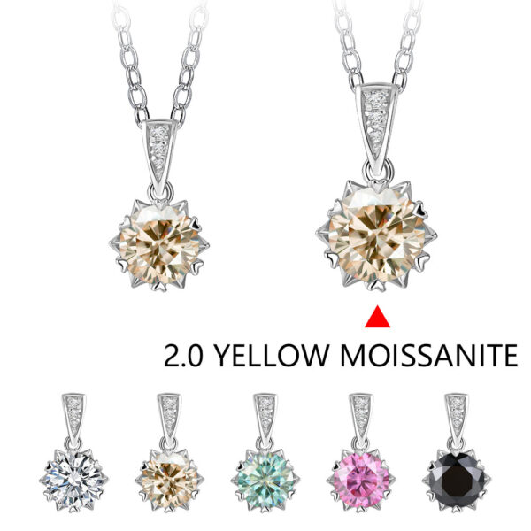 1 Carat Round Brilliant Cut D Color Pendant Sier Moissanite Diamond Test Past White Gemstone Necklace