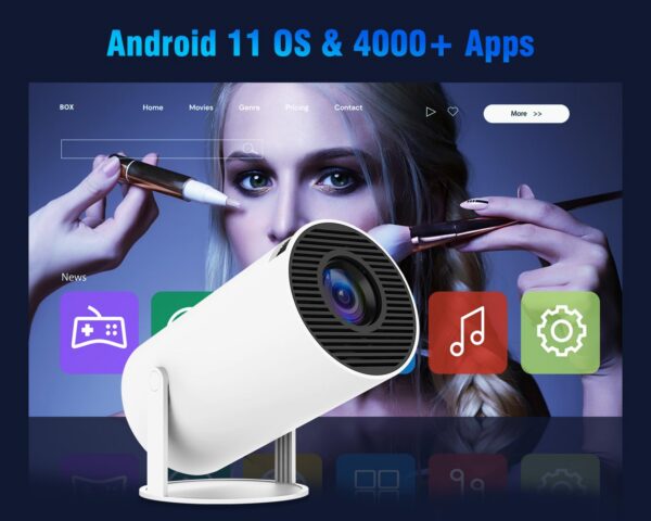 7f1a8c24c4e48876 Mini with Android 11, Portable 4K 1080P Full HD Support, Smart 5G WiFi6 BT5.0 Auto Horizontal Correction, 180°Rotatable Outdoor Projector for Phone/TV Stick/Laptop