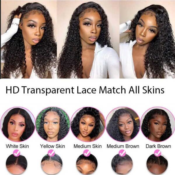 7f1bc7ac3c0b57d4 Kinky Curly Wigs Frontal 13x4 HD Front Pre Plucked 4x4 Lace Closure Wig Remy Human Hair Extersion