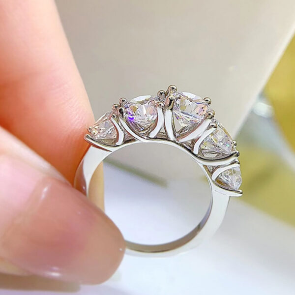 5 Stones 3.6cttw Full Moissanite Rings For Women S Sterling Sier Row Ring Plate Sparkling Diamond Wedding Bands Jewelry